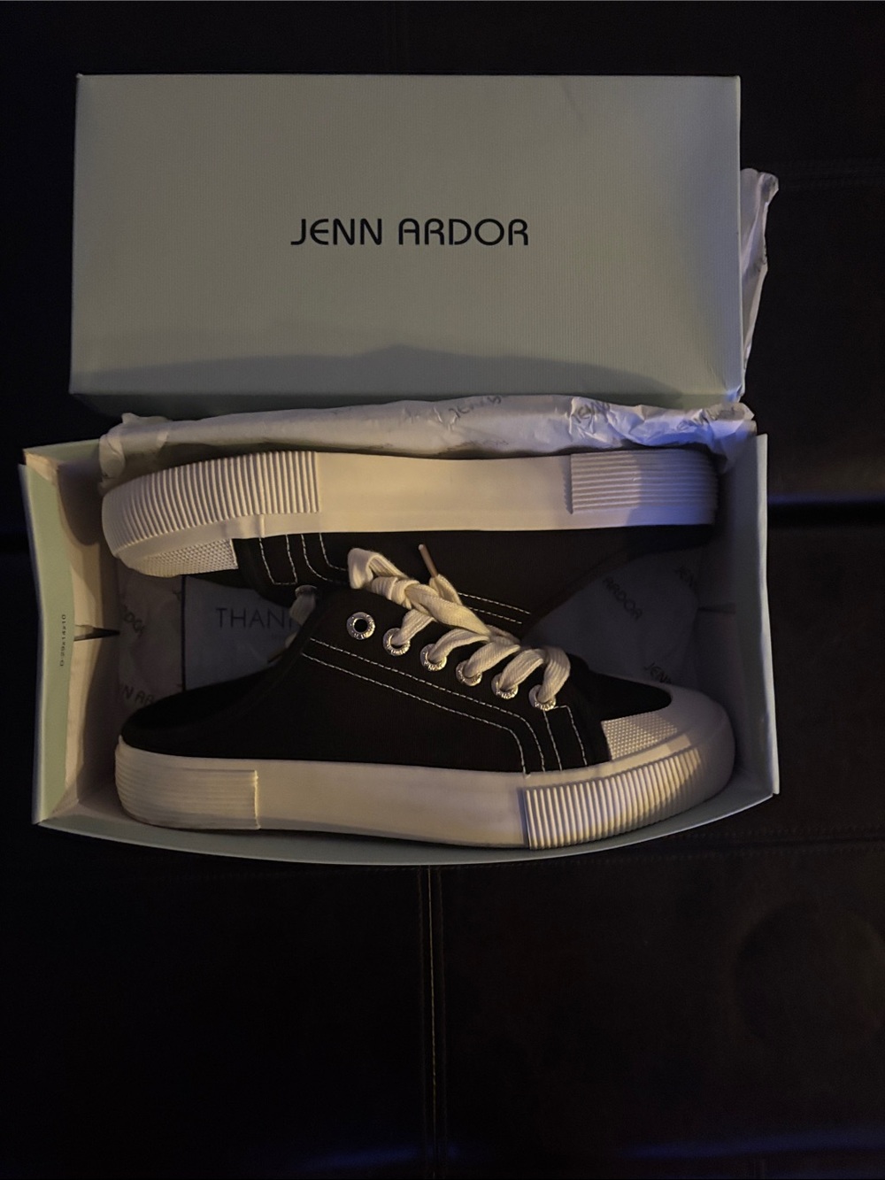 Jenn Ardor Black and White Platform Canvas Sneakers